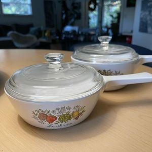 CORNING WARE SAUCEPAN Set Spice of Life Set of 2 Saucepans and 2LIds Corningware